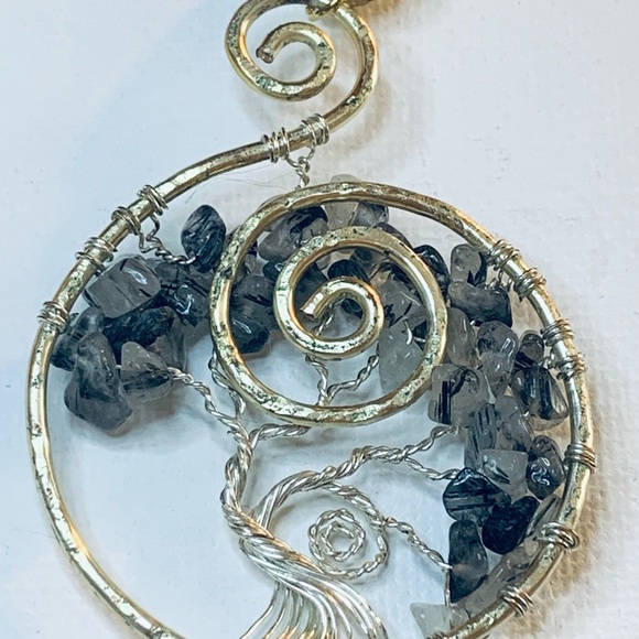 Handmade Gold Tree of Life with gemstones Necklace - Picture 5 of 5